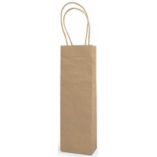 Wine Bottle Bag Natural Single w Twist Handles CT 120