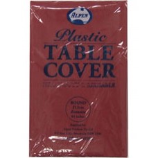 Table Cover Round Plastic Burgundy 213cm (EA)